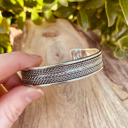Mens Silver Cuff Bracelet / Boho / Ethnic / Rustic / Bohemian / Hippie / Gypsy / Jewellery / Adjustable