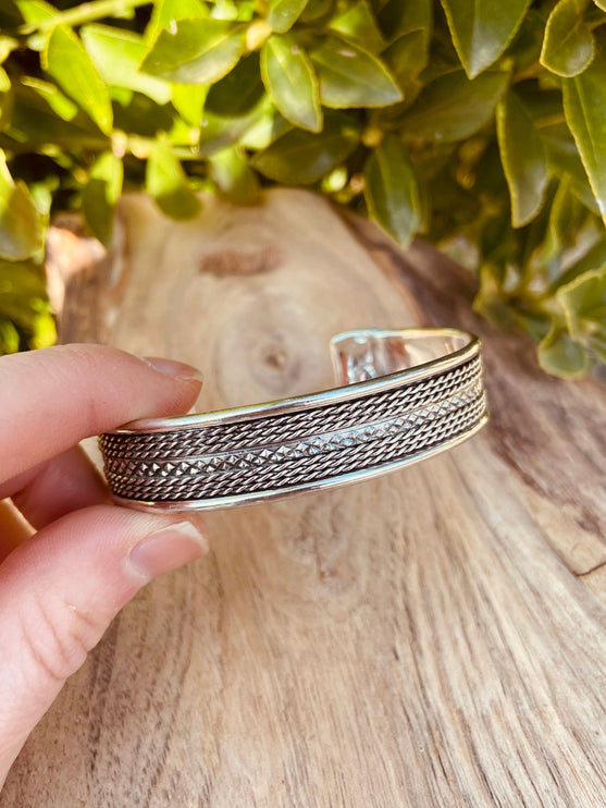 Mens Silver Cuff Bracelet / Boho / Ethnic / Rustic / Bohemian / Hippie / Gypsy / Jewellery / Adjustable