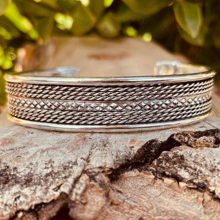 Mens Silver Cuff Bracelet / Boho / Ethnic / Rustic / Bohemian / Hippie / Gypsy / Jewellery / Adjustable