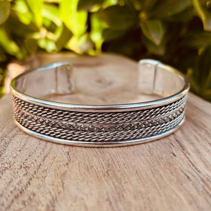 Mens Silver Cuff Bracelet / Boho / Ethnic / Rustic / Bohemian / Hippie / Gypsy / Jewellery / Adjustable