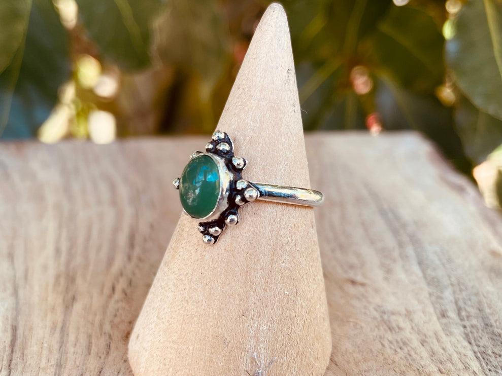 Green Onyx and Silver Ring / Boho / Ethnic / Rustic / Tribal / Gypsy / Festival / Indian / Festival 