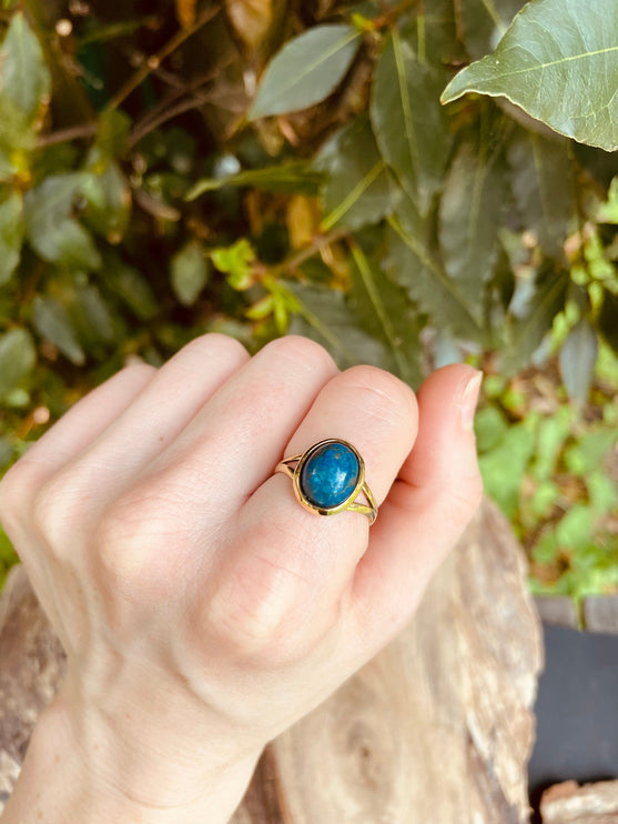 Bague Lapis Lazuli & Laiton / Ethnique / Bohème / Rustique / Festival / Hippie / Tribal / Gypsy / Boho