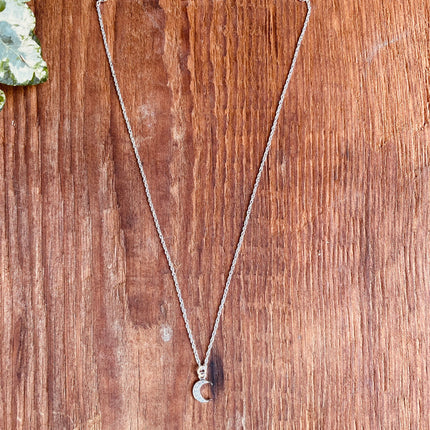 Sterling Silver Necklace Moon Pendant Adjustable Chain / ZIrcon / Delicate / Dainty Jewelery / Modern / Contemporary jewellery / Boho style