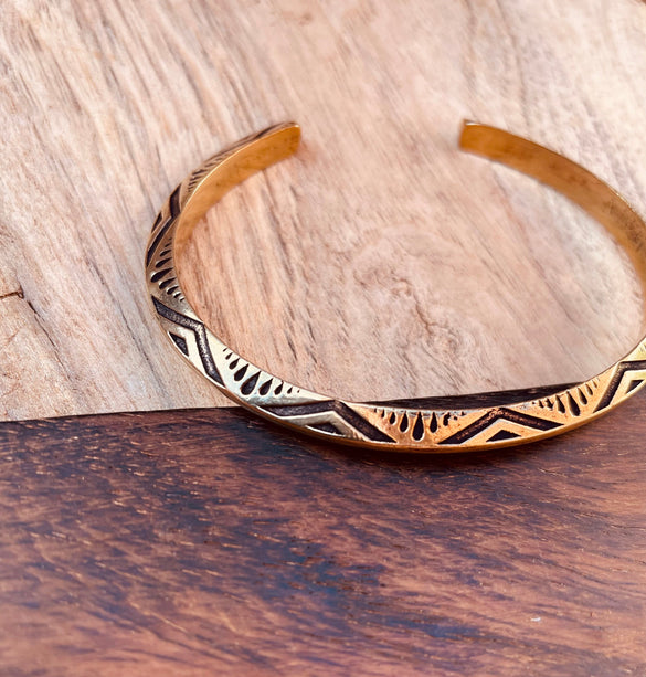 Aztec Brass Bracelet / Tuareg Jewelry / Cuff / Unisex / Boho / Ethnic / Rustic / Bohemian / Hippie / Gypsy / Geometric /