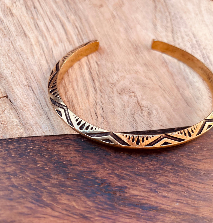 Aztec Brass Bracelet / Tuareg Jewelry / Cuff / Unisex / Boho / Ethnic / Rustic / Bohemian / Hippie / Gypsy / Geometric /