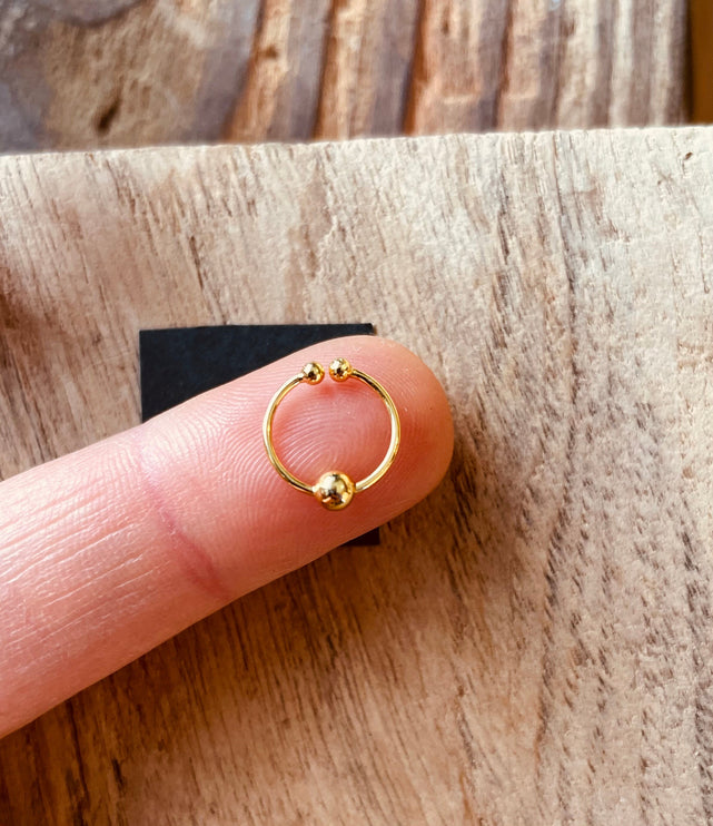 Septum Gold Hoop Sterling Silver 925 ,Fake Septum Jewelry, Septum Hoop, Daith Earring, Ethnic Jewellery, Boho, Hypoallegernic