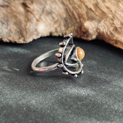 Silver Eye Tiger's Eye Ring / Unique Gemstone Ring / Unisex Ring / Illuminati / Third Eye / Boho / Ethnic / Rustic / Gypsy / Psy / Thumb
