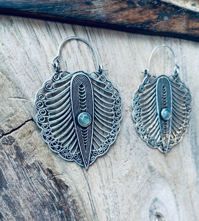 Labradorite Silver Boho Earrings / Ethnic Jewellery / Rustic Style / Yoga / Hippie / Gypsy / Bohemian Style / Festival Fashion / Gemstone